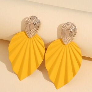Two Tone Leaf Drop Earrings